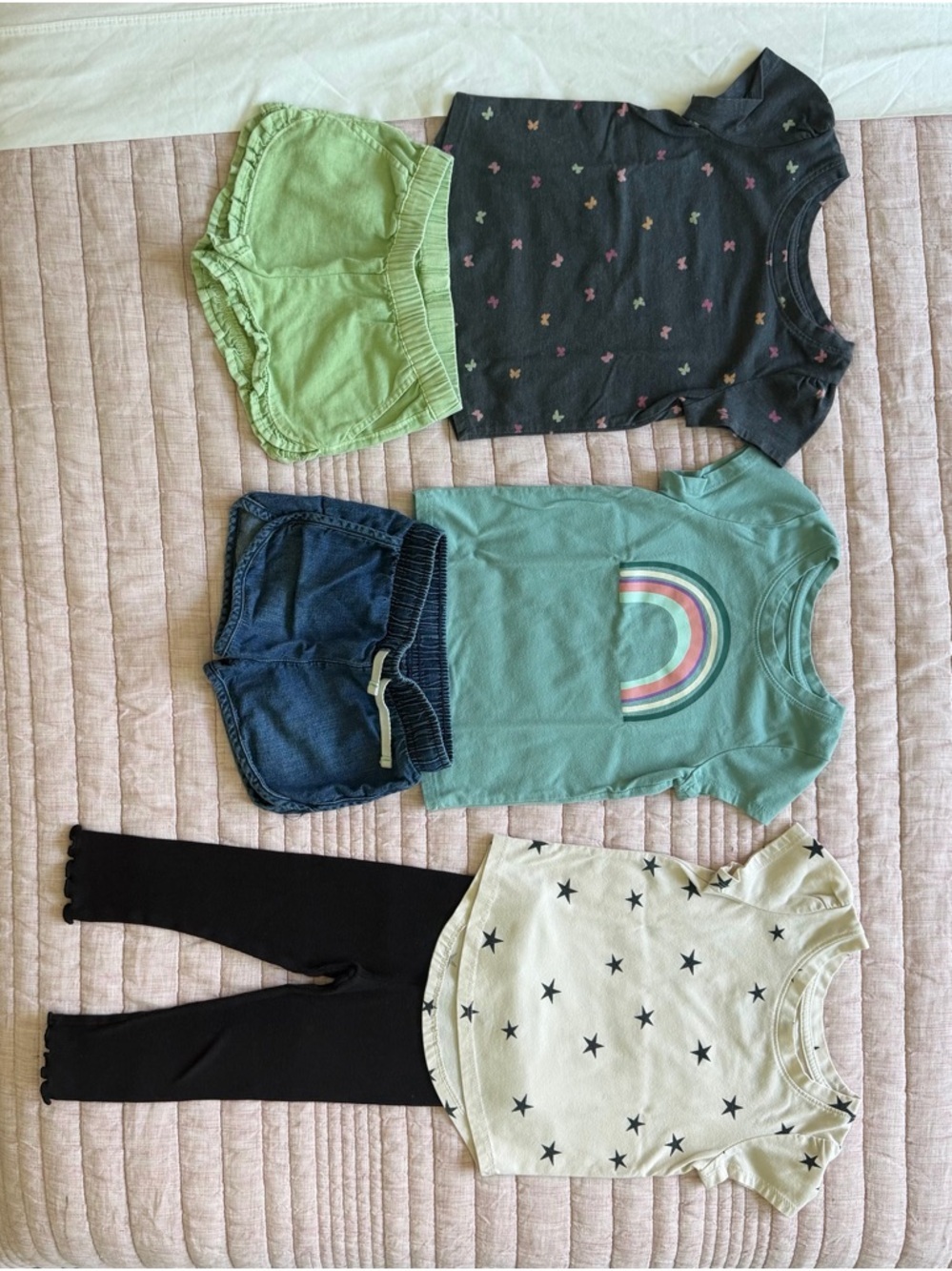 Cat & Jack Toddler Girl Bundle 18M–2T | 3 Outfit Sets | Rainbow, Stars, Shorts